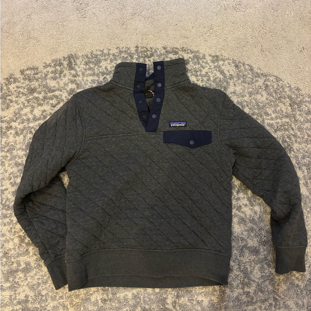 Patagonia Diamond Quilted Snap T grey Blue